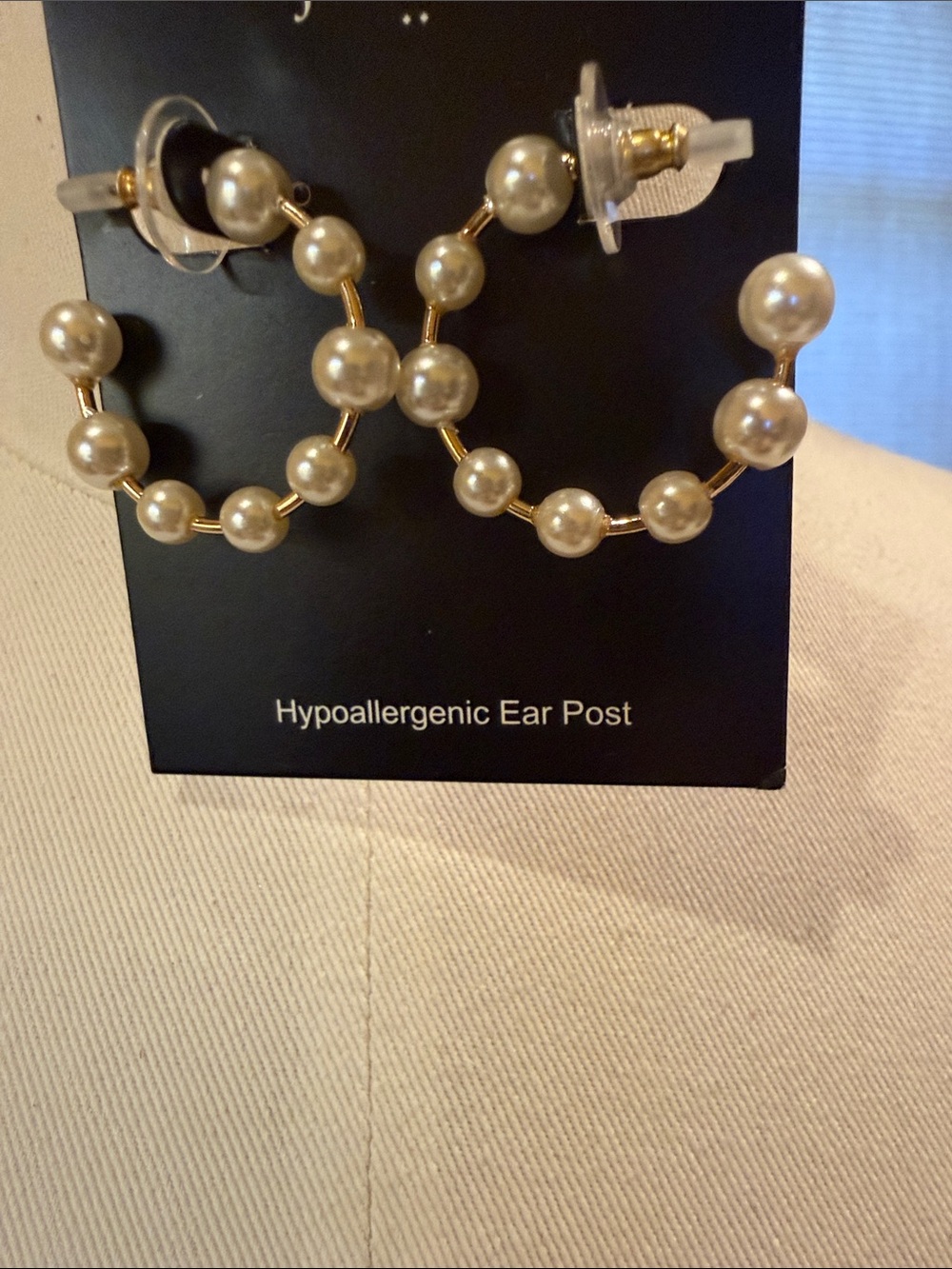 J. Crew Factory Gold-Tone Hoop Earrings with Ivory Pearls